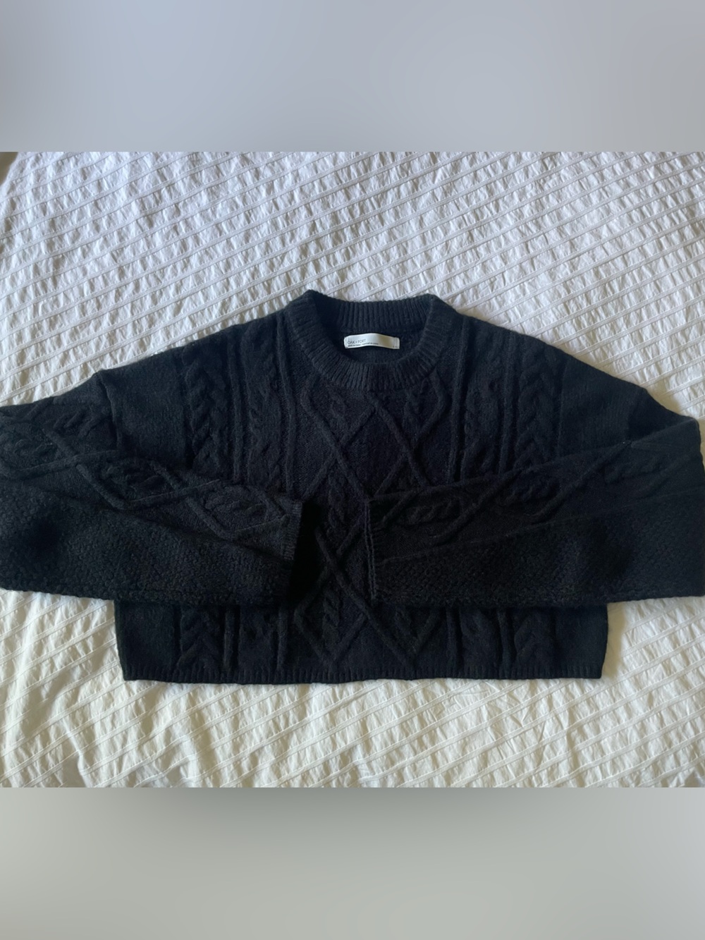 OAK + FORT Black Cable Knit Crew Sweater size small